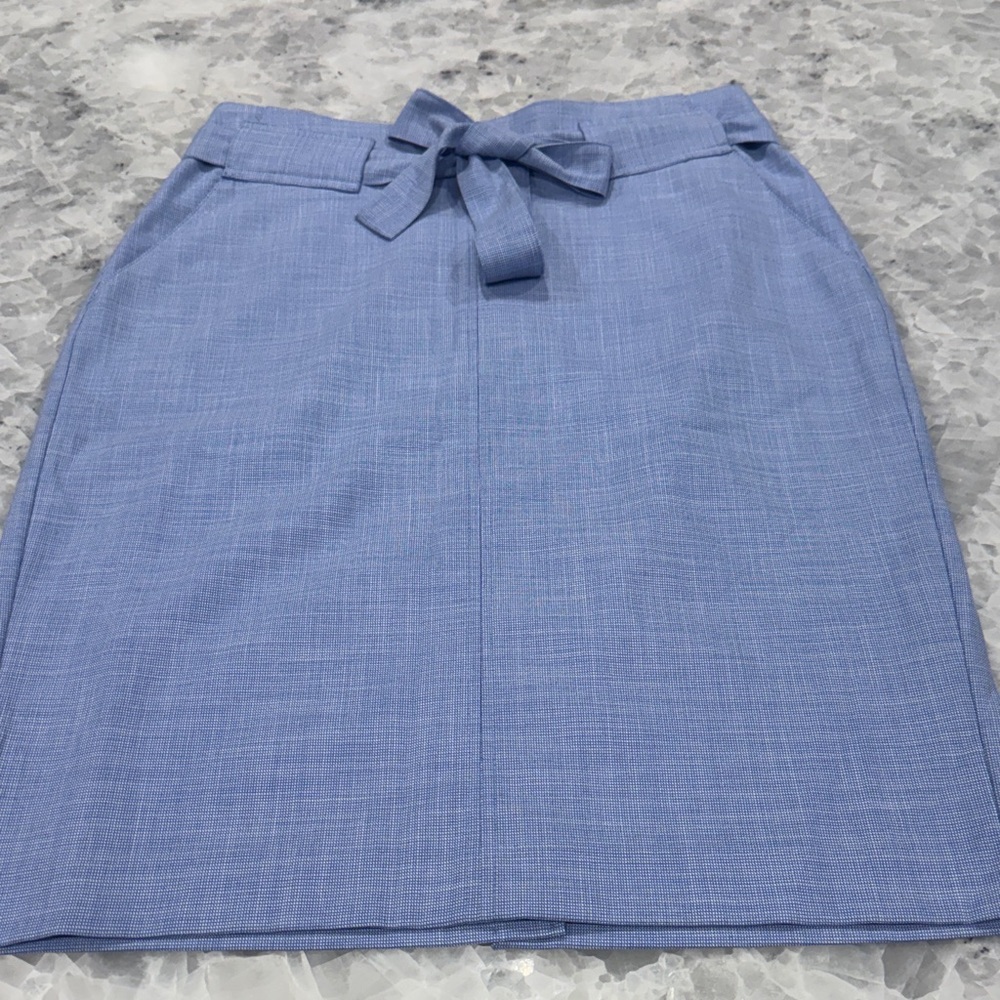Light Blue Tie-Waist Pencil Skirt